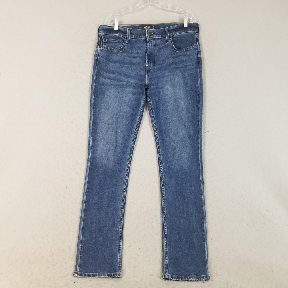 Hollister Jeans Mens 34x34 Blue Slim Straight Epic Flex Stretch Medium Wash